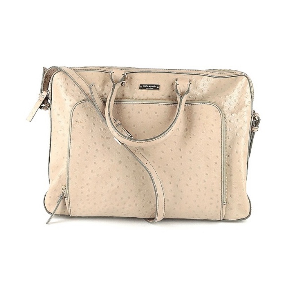 Kate Spade New York Ostrich Padded Laptop Bag Neutral Minimalist